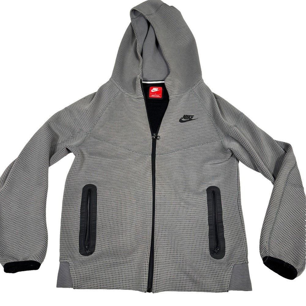 Nike Sportswear Tech Fleece Winterized Hoodie Boys Large Gray Swoosh Logo Zip Up